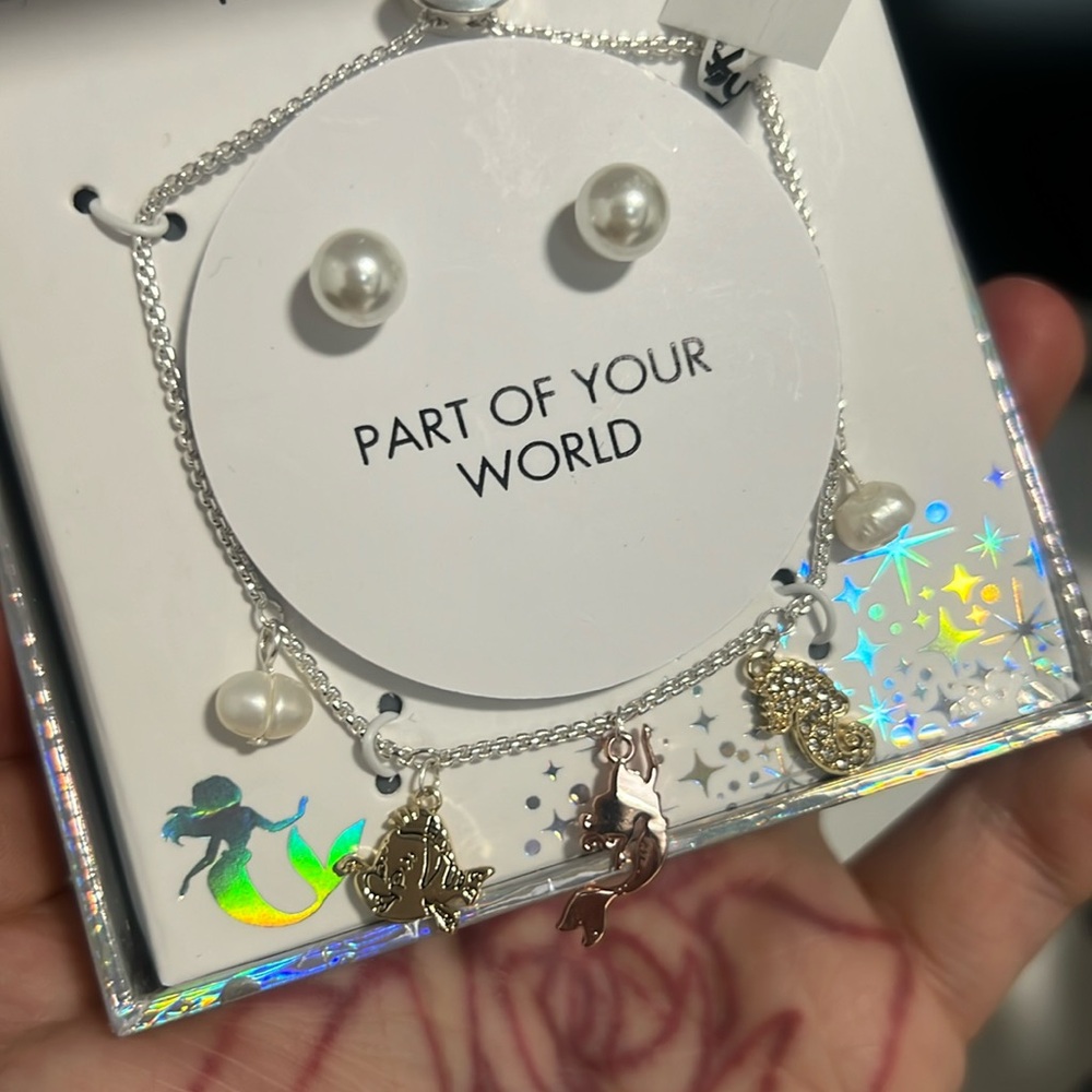 Disney Little Mermaid Bracelet and Earring Set